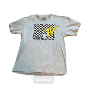 MTV Logo Tee in Gray and White